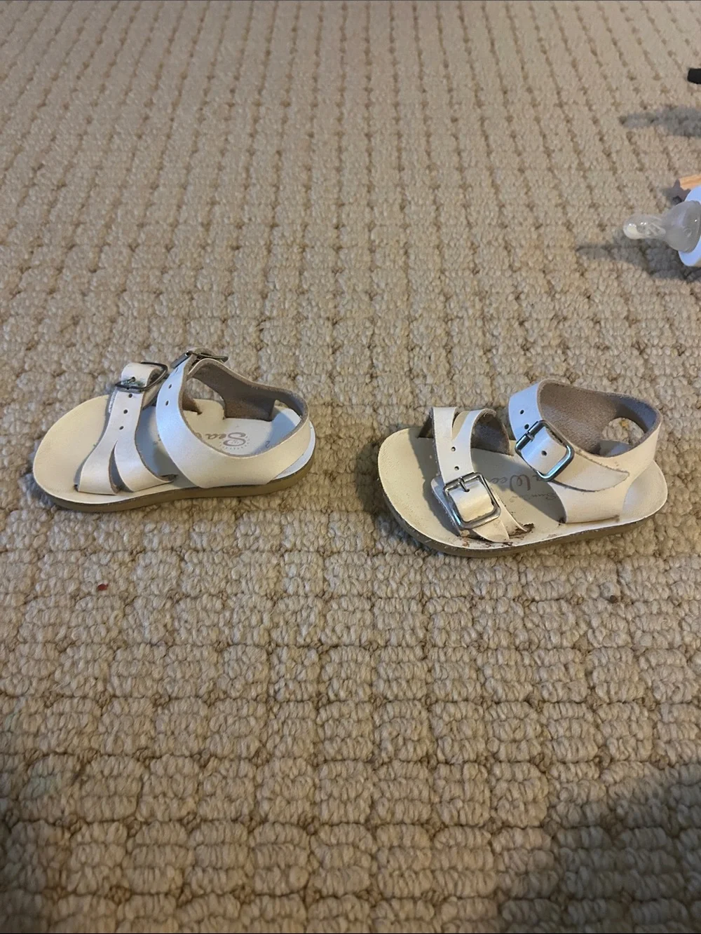Sun Sans Sea Wee Toddlers' White Double-Buckle Leather Sandals